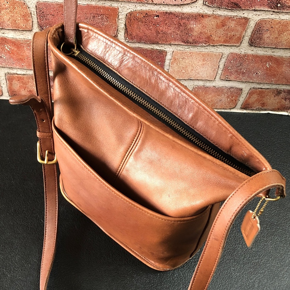 Vintage Coach Bleeker Feeder Bucket Bag British Tan Crossbody Shoulder - Picture 5 of 15